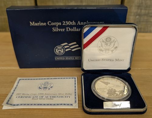 2005-P US Marine Corps 230th Anniversary Proof Silver Dollar