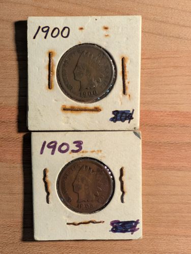 A Collection of Seven US Indian Head Pennies, 1900-1906