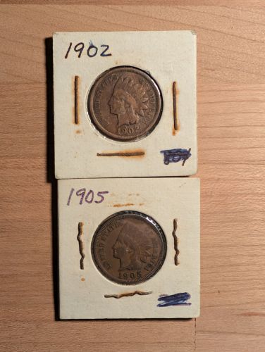 A Collection of Seven US Indian Head Pennies, 1900-1906