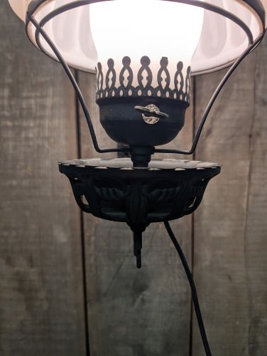 Electrified Victorian Style Cast Iron Swivel Wall Sconce with Milk Glass Melon Shade