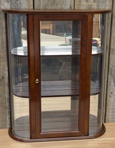 The Bombay Company Curved Glass Wood Wall Curio Cabinet