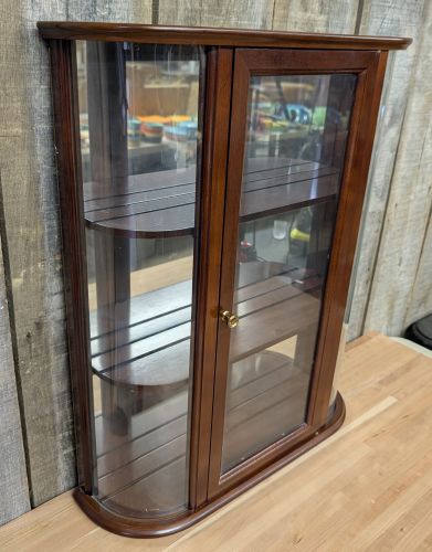 The Bombay Company Curved Glass Wood Wall Curio Cabinet