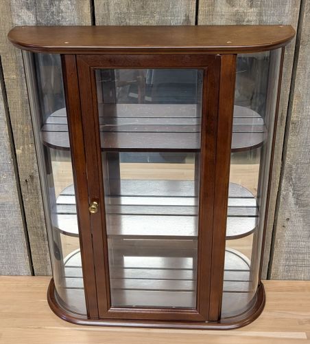 The Bombay Company Curved Glass Wood Wall Curio Cabinet