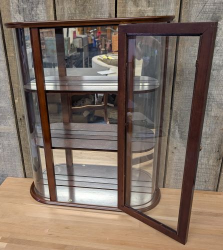The Bombay Company Curved Glass Wood Wall Curio Cabinet