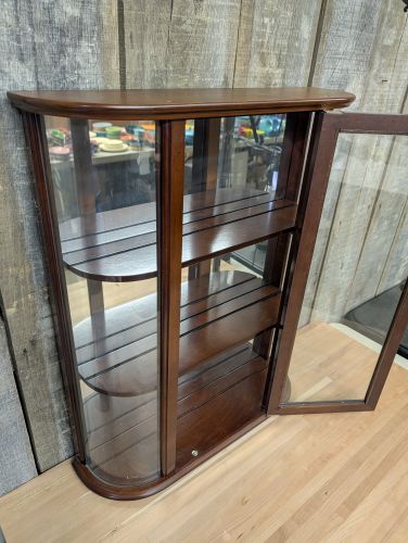 The Bombay Company Curved Glass Wood Wall Curio Cabinet
