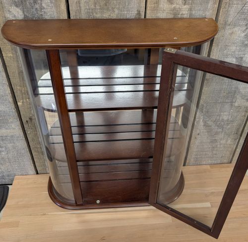 The Bombay Company Curved Glass Wood Wall Curio Cabinet