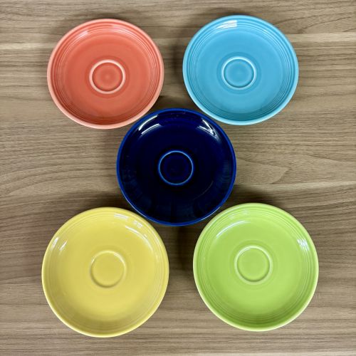 A Set of Five Homer Laughlin Fiesta Ceramic Saucers in Assorted Colors