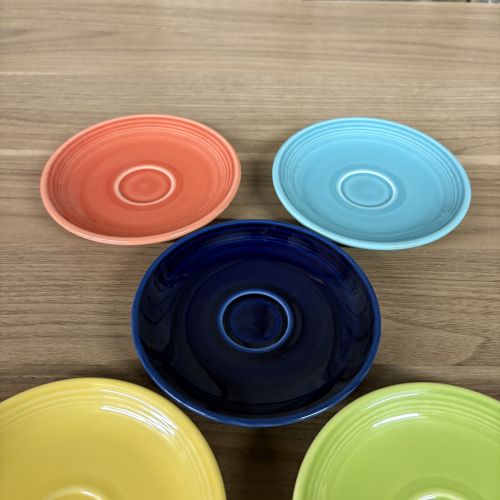 A Set of Five Homer Laughlin Fiesta Ceramic Saucers in Assorted Colors