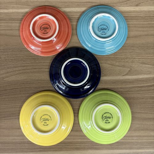 A Set of Five Homer Laughlin Fiesta Ceramic Saucers in Assorted Colors
