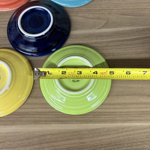 A Set of Five Homer Laughlin Fiesta Ceramic Saucers in Assorted Colors