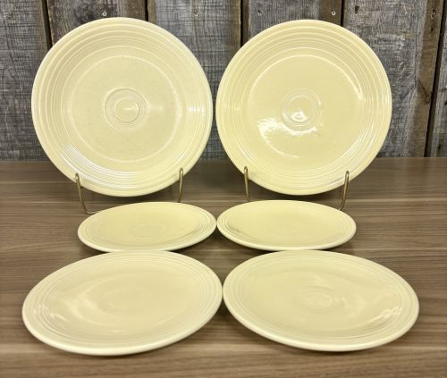 A Set of Six Homer Laughlin Fiesta Yellow Glazed Ceramic Plates