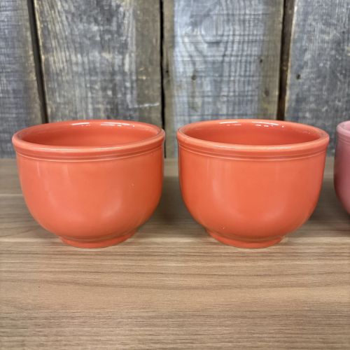 A Set of Four Homer Laughlin Fiesta Bouillon Bowls in Persimmon and Rose