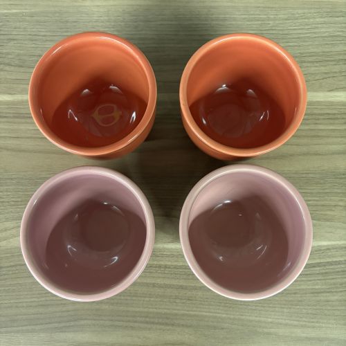 A Set of Four Homer Laughlin Fiesta Bouillon Bowls in Persimmon and Rose