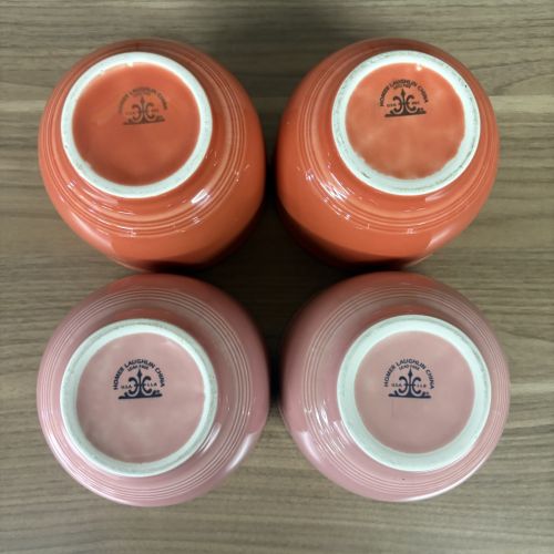 A Set of Four Homer Laughlin Fiesta Bouillon Bowls in Persimmon and Rose
