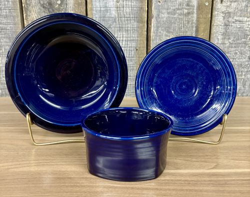 A Trio of Homer Laughlin Fiesta Cobalt Blue Ceramic Tableware