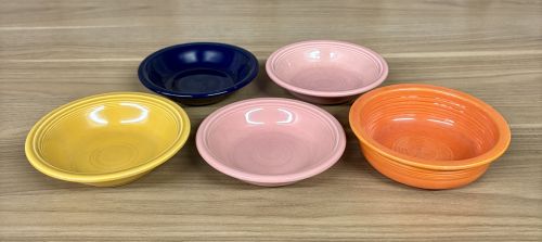 A Set of Five Homer Laughlin Fiesta Ceramic Bowls in Assorted Colors