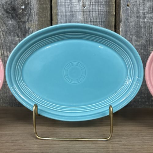 Three Homer Laughlin Fiesta Oval Serving Platters in Rose and Turquoise