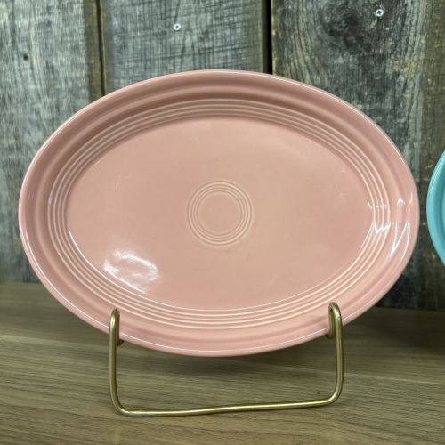 Three Homer Laughlin Fiesta Oval Serving Platters in Rose and Turquoise
