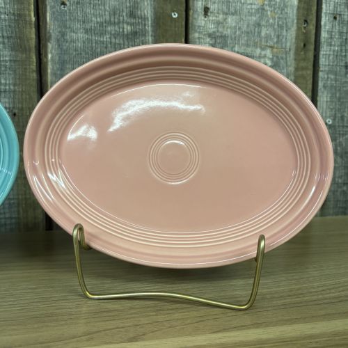 Three Homer Laughlin Fiesta Oval Serving Platters in Rose and Turquoise