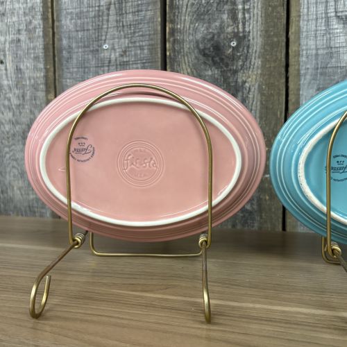 Three Homer Laughlin Fiesta Oval Serving Platters in Rose and Turquoise