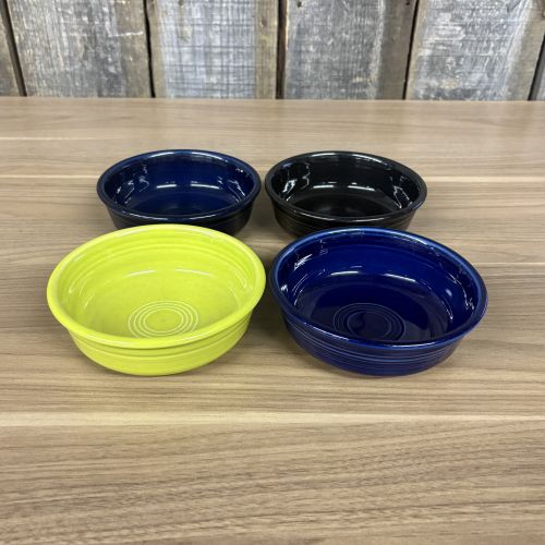 A Set of Four Fiesta Ceramic Fruit Bowls in Cobalt Blue Black and Chartreuse