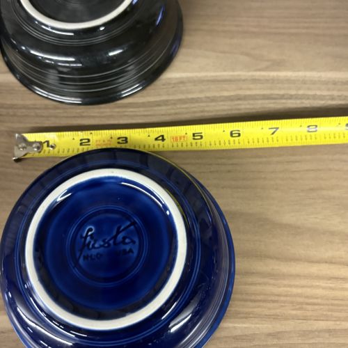 A Set of Four Fiesta Ceramic Fruit Bowls in Cobalt Blue Black and Chartreuse