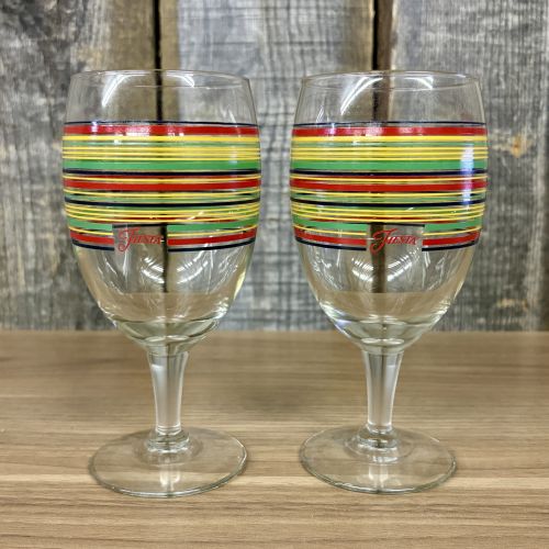 A Pair of Fiesta Mambo Coordinates Multi-Color Striped Glass Goblets