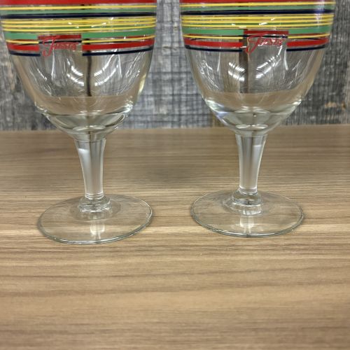 A Pair of Fiesta Mambo Coordinates Multi-Color Striped Glass Goblets