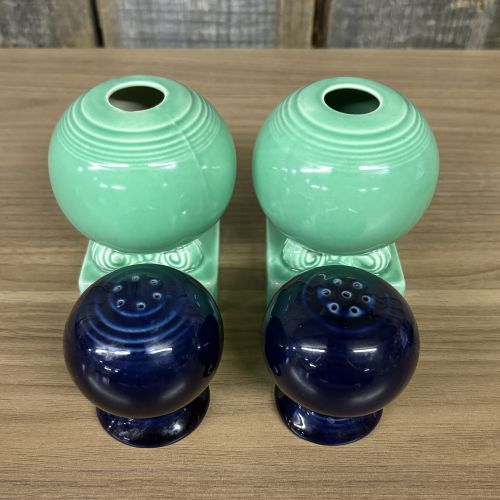 A Collection of Homer Laughlin Fiesta Tableware in Sea Mist and Cobalt Blue