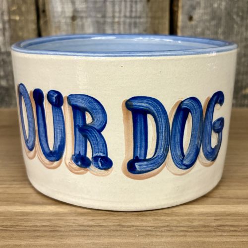 M.A. Hadley Pottery OUR DOG Pattern Large Ceramic Dog Bowl