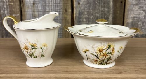 A Pair of Theodore Haviland New York Porcelain Shasta Pattern Creamer and Covered Sugar Bowl