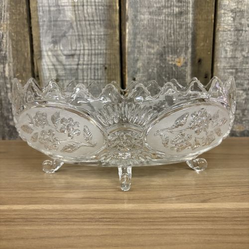 Crystal Clear Industries Flora Collection Frosted Floral Footed Centerpiece Bowl