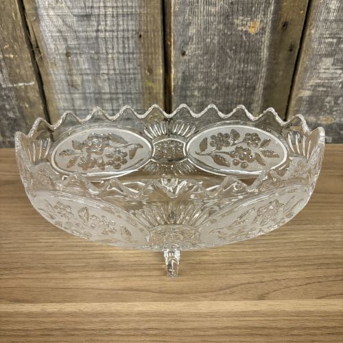 Crystal Clear Industries Flora Collection Frosted Floral Footed Centerpiece Bowl