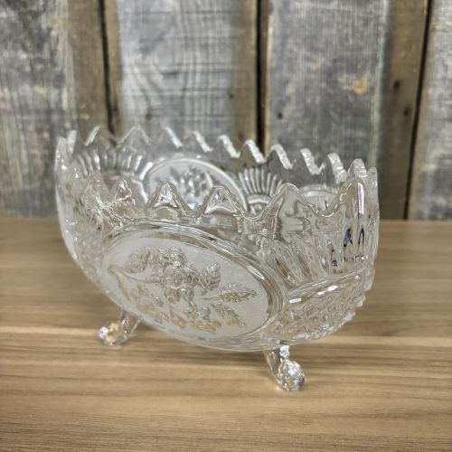 Crystal Clear Industries Flora Collection Frosted Floral Footed Centerpiece Bowl