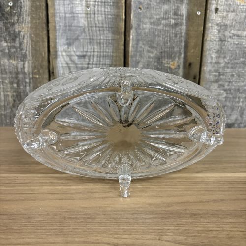 Crystal Clear Industries Flora Collection Frosted Floral Footed Centerpiece Bowl