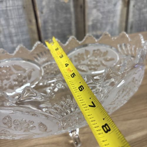 Crystal Clear Industries Flora Collection Frosted Floral Footed Centerpiece Bowl