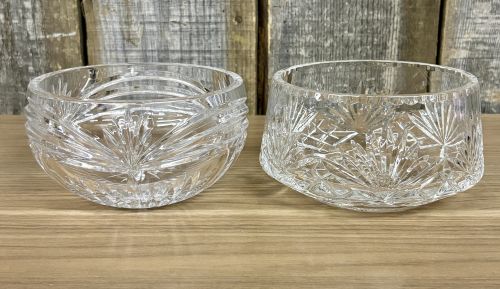 A Pair of Waterford Crystal Bowls in Glandore and Lismore Patterns