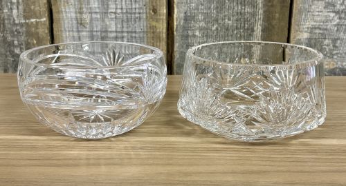 A Pair of Waterford Crystal Bowls in Glandore and Lismore Patterns