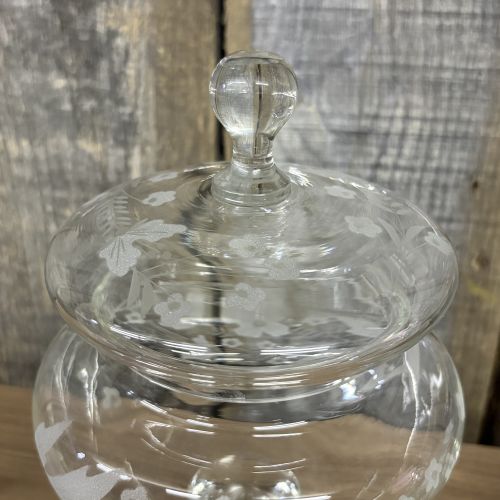 Two Decorative Clear Glass and Cut Crystal Lidded Candy Dishes