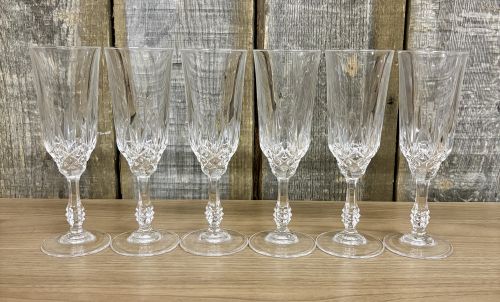 Set of Six JMP Capri Pattern Crystal Champagne Flutes