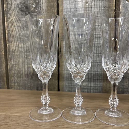 Set of Six JMP Capri Pattern Crystal Champagne Flutes