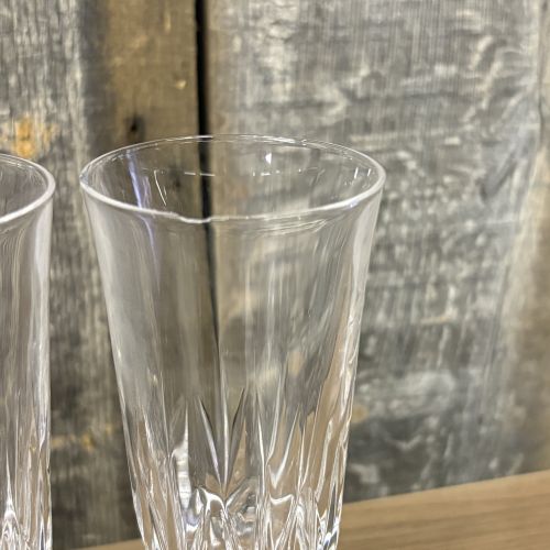 Set of Six JMP Capri Pattern Crystal Champagne Flutes