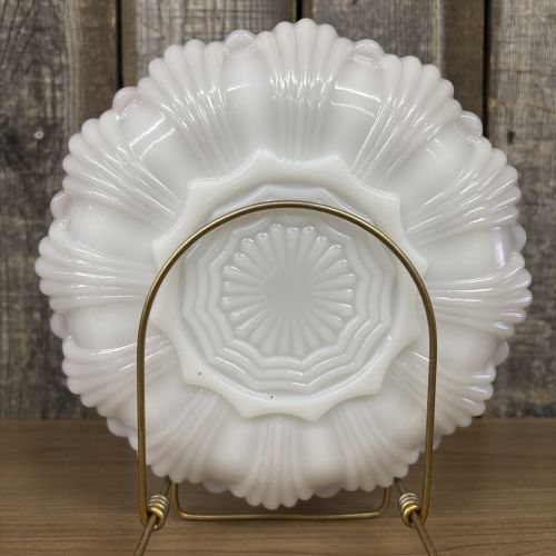 Anchor Hocking Fire King Milk Glass Deviled Egg Plate with 22 Karat Gold Trim
