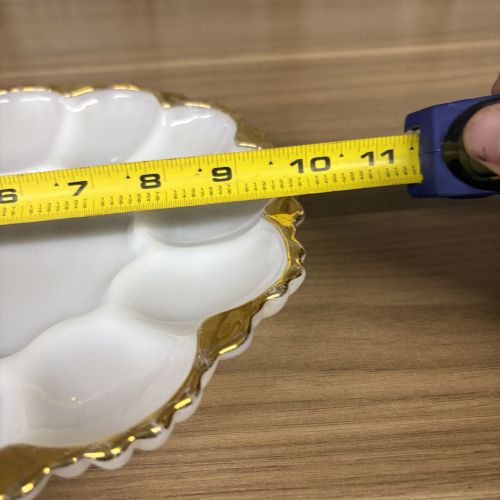 Anchor Hocking Fire King Milk Glass Deviled Egg Plate with 22 Karat Gold Trim