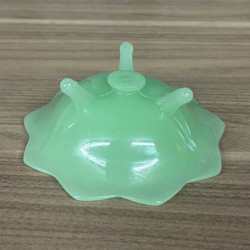 Fenton Jadeite Glass Lotus Pattern Three Footed Candle Holder