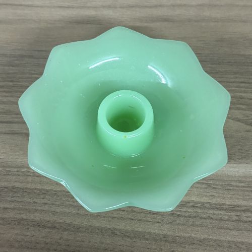Fenton Jadeite Glass Lotus Pattern Three Footed Candle Holder