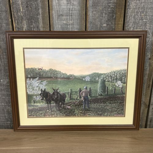 Bob Dale Green Rural Farming Scene Color Offset Lithograph