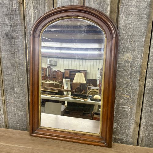 19th Century Arched Wood Wall Mirror with Gilt Liner