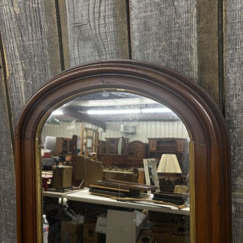 19th Century Arched Wood Wall Mirror with Gilt Liner