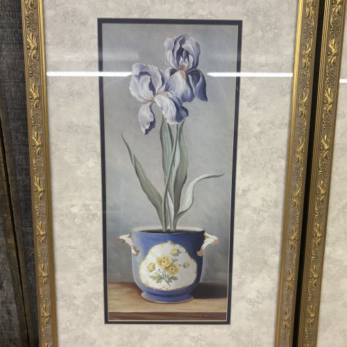 G. de Villeneuve A Pair of Botanical Porcelain de Paris Offset Lithographs